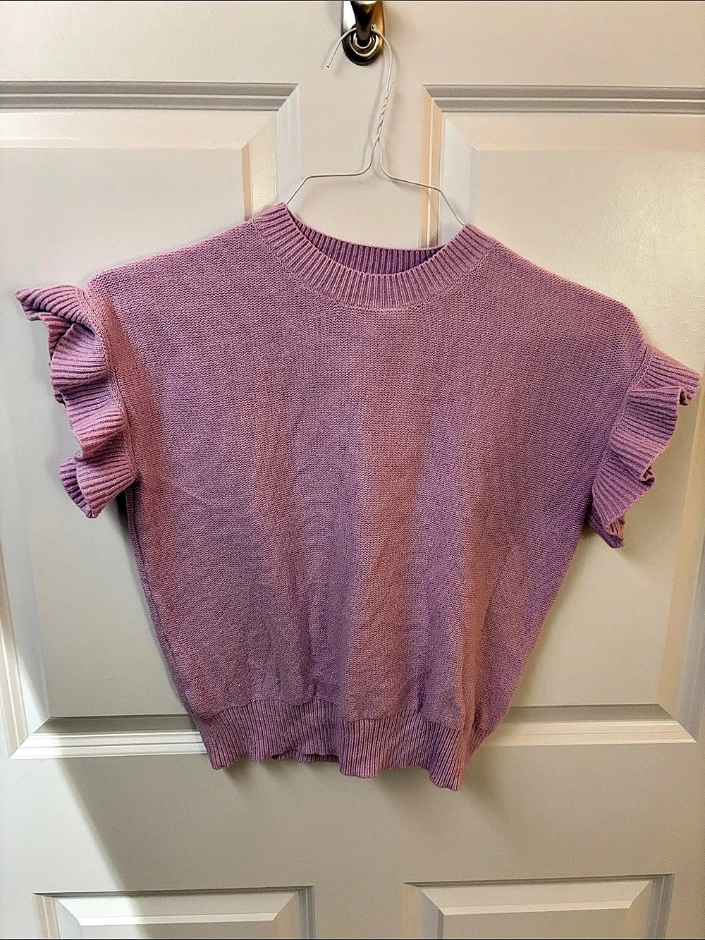 Shop the Mint Girls' Ruffle Sleeve Sweater Purple Like New
